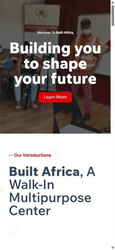 The Built Africa site on a phone