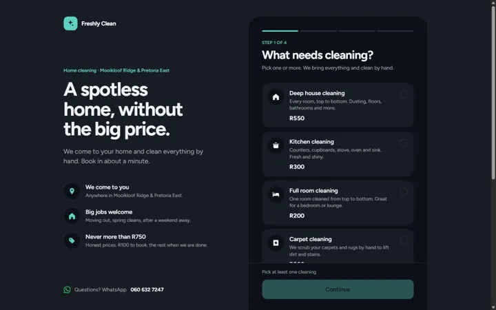 The Freshly Clean website on a laptop