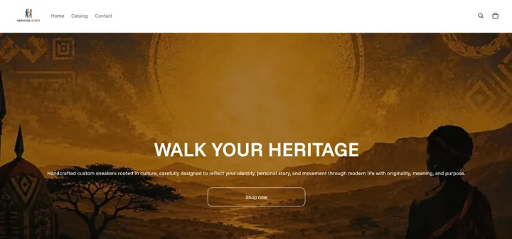 The Heritage Steps website on a laptop
